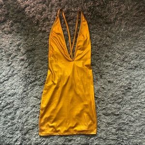 Metallic orange sexy dress